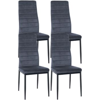 Clp Juego De 4 Sillas De Comedor Mayfair Terciopelo Gris Claro 40x41.5x99 Cm