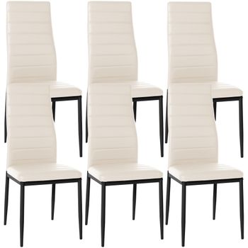 Clp Set De 6 Sillas De Comedor Mayfair Simil Cuero Crema 40x41.5x99 Cm