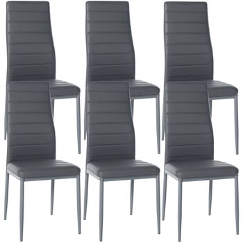 Clp Set De 6 Sillas De Comedor Mayfair Simil Cuero Gris 40x41.5x99 Cm