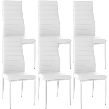 Clp Set De 6 Sillas De Comedor Mayfair Simil Cuero Blanco 40x41.5x99 Cm