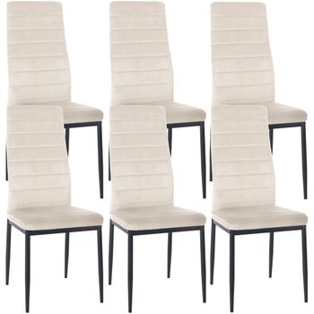 Clp Set De 6 Sillas De Comedor Mayfair Terciopelo Crema 40x41.5x99 Cm