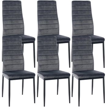 Clp Set De 6 Sillas De Comedor Mayfair Terciopelo Gris 40x41.5x99 Cm