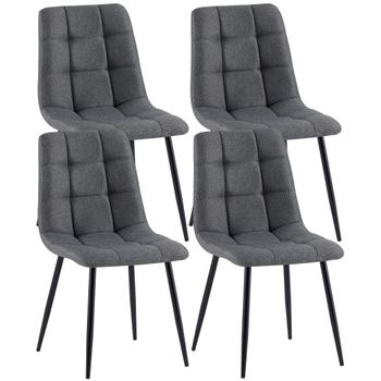 Clp Set De 4 Sillas De Comedor Tapizadas En Tela Gris Oscuro 55x45x84 Cm