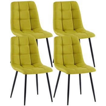 Clp Set De 4 Sillas De Comedor Tapizadas En Tela Verde 55x45x84 Cm