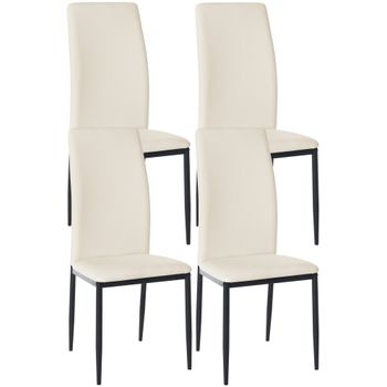 Clp Set De 4 Sillas De Comedor Savino Simil Cuero Crema 40x41.5x99 Cm