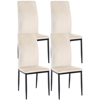 Clp Set De 4 Sillas De Comedor Savino Terciopelo Crema 40x41.5x99 Cm