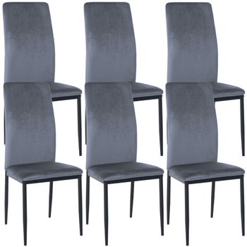 Clp Set De 6 Sillas De Comedor Savino Terciopelo Gris Claro 40x41.5x99 Cm