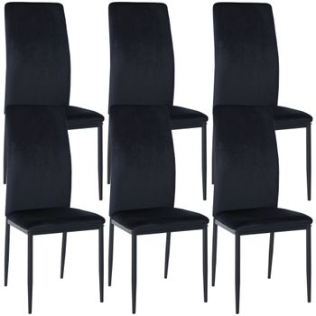 Clp Set De 6 Sillas De Comedor Savino Terciopelo Negro 40x41.5x99 Cm