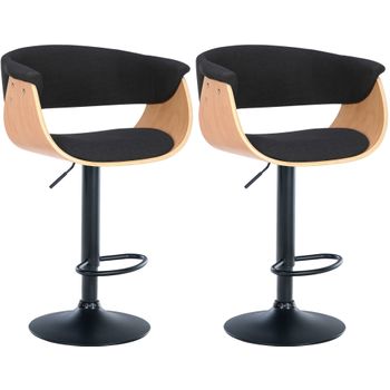 Clp Set De 2 Taburetes De Bar Vestal Tela Natural/negro 51x60x90 Cm