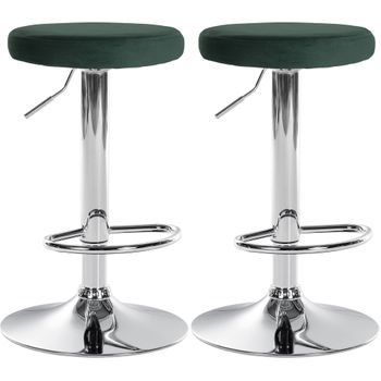 Clp Set De 2 Taburetes De Bar Ponte En Terciopelo Verde 38.5x38.5x60 Cm