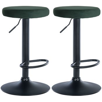 Clp Set De 2 Taburetes De Bar Ponte En Terciopelo Verde 38.5x38.5x60 Cm