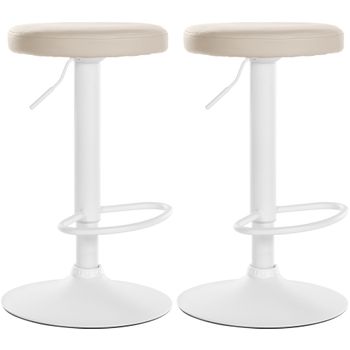 Clp Set De 2 Taburetes De Bar Ponte En Polipiel Simil Cuero Crema 38.5x38.5x60 Cm