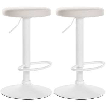 Clp Set De 2 Taburetes De Bar Ponte En Polipiel Simil Cuero Blanco 38.5x38.5x60 Cm