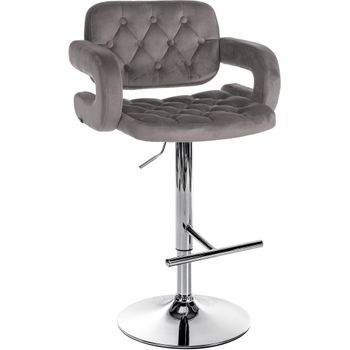 Clp Taburete De Bar Dublin En Terciopelo Gris 55x62x103 Cm