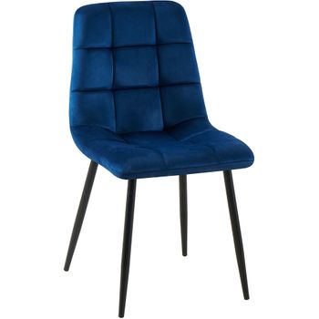 Clp Silla De Comedor Antibes Tapizada En Terciopelo Azul Oscuro 55x45x84 Cm