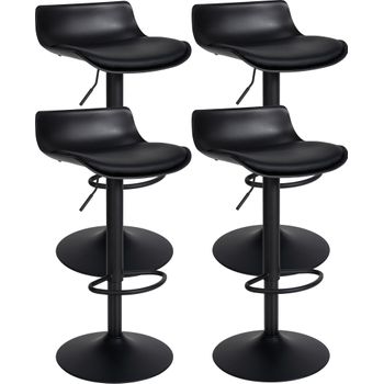 Clp Set De 4 Taburetes De Bar Aveiro En Polipiel Simil Cuero Negro 44x43x75 Cm