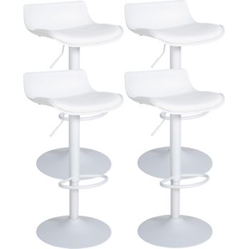 Clp Set De 4 Taburetes De Bar Aveiro En Polipiel Simil Cuero Blanco 44x43x75 Cm