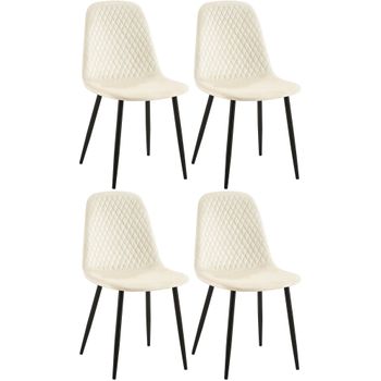 Clp Set De 4 Sillas De Comedor Giverny En Tela O Terciopelo Crema 54x44x88 Cm