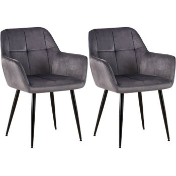 Clp Set De 2 Sillas De Salón Emia En Terciopelo Gris 61x56.5x84 Cm