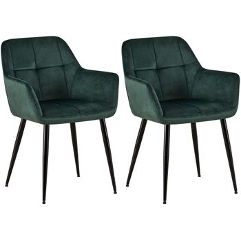 Clp Set De 2 Sillas De Salón Emia En Terciopelo Verde 61x56.5x84 Cm