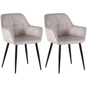 Clp Set De 2 Sillas De Salón Emia En Terciopelo Gris Claro 61x56.5x84 Cm