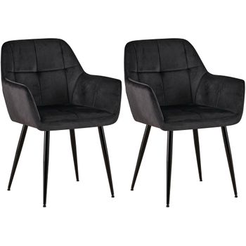 Clp Set De 2 Sillas De Salón Emia En Terciopelo Negro 61x56.5x84 Cm