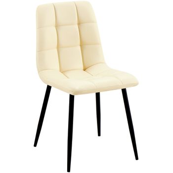 Clp Silla De Comedor Antibes Tapizada En Polipiel Simil Cuero Crema 55x45x84 Cm