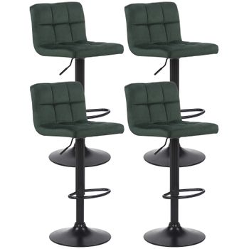 Clp Set De 4 Taburetes De Bar Feni En Terciopelo Verde 40x40x85 Cm