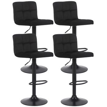 Clp Set De 4 Taburetes De Bar Feni En Terciopelo Negro 40x40x85 Cm