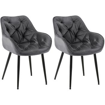 Clp Set De 2 Sillas De Comedor Tanna En Terciopelo Gris Oscuro 62x58x83 Cm