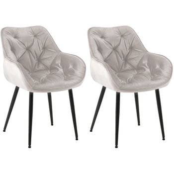 Clp Set De 2 Sillas De Comedor Tanna En Terciopelo Gris 62x58x83 Cm