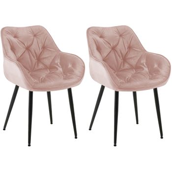 Clp Set De 2 Sillas De Comedor Tanna En Terciopelo Rosado 62x58x83 Cm