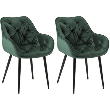 Clp Set De 2 Sillas De Comedor Tanna En Terciopelo Verde 62x58x83 Cm