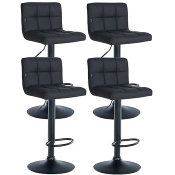 Clp Set De 4 Taburetes De Bar Feni En Polipiel Simil Cuero Negro 40x40x85 Cm