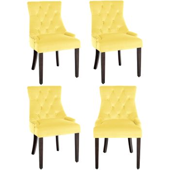 Clp Juego De 4 Sillas De Comedor Aberdeen En Terciopelo Amarillo 58x55x92 Cm