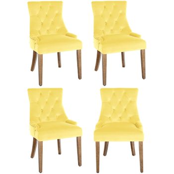 Clp Juego De 4 Sillas De Comedor Aberdeen En Terciopelo Amarillo 58x55x92 Cm