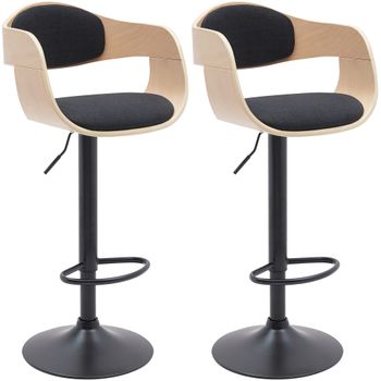 Clp Set De 2 Taburetes De Bar Kingston Con Reposapiés Tela Natural/negro 48x50x86 Cm