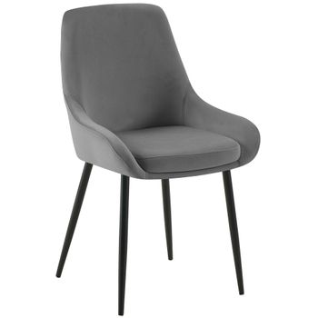 Clp Silla De Comedor Elmira De Terciopelo Gris Oscuro 53x50x84 Cm