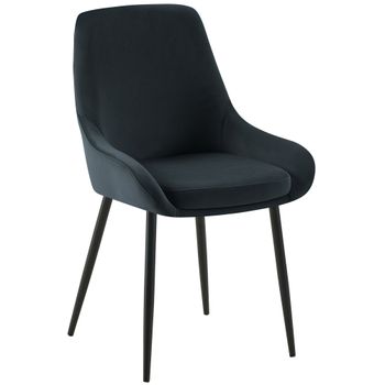 Clp Silla De Comedor Elmira De Terciopelo Negro 53x50x84 Cm