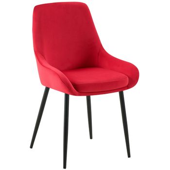 Clp Silla De Comedor Elmira De Terciopelo Rojo 53x50x84 Cm