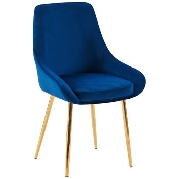 Clp Silla De Comedor Elmira De Terciopelo Azul Oscuro 53x50x84 Cm