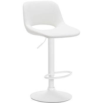 Clp Taburete De Bar Camden En Polipiel Simil Cuero Blanco 46x42x86 Cm