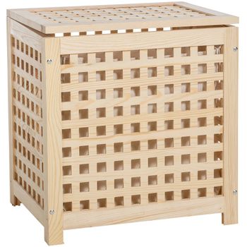 Clp Caja Para La Ropa Sucia Madera Natural 39x52x55 Cm