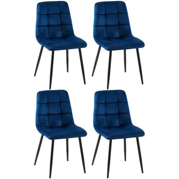 Clp Pack De 4 Sillas De Salón Antibes Terciopelo Azul Oscuro 55x45x84 Cm