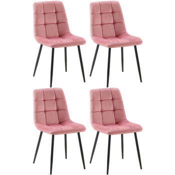 Clp Pack De 4 Sillas De Salón Antibes Terciopelo Rosa 55x45x84 Cm