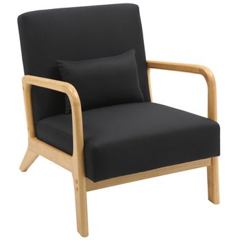 Clp Sillón Hibbing Con Tapizado De Tela Madera Negro 80x64x74 Cm