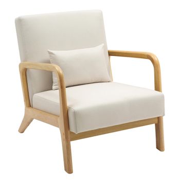 Clp Sillón Hibbing Con Tapizado De Tela Madera Crema 80x64x74 Cm