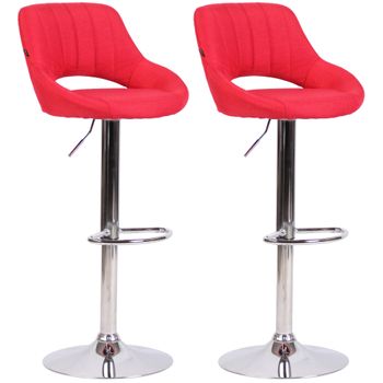 Clp Set De 2 Taburetes De Bar Milet En Tela Rojo 48x47x85 Cm