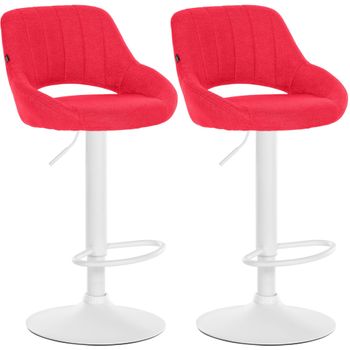 Clp Set De 2 Taburetes De Bar Milet En Tela Rojo 48x47x85 Cm