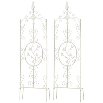 Clp Set De 2 Soportes Para Enredaderas Burgus Metal Blanco 1x35x122 Cm